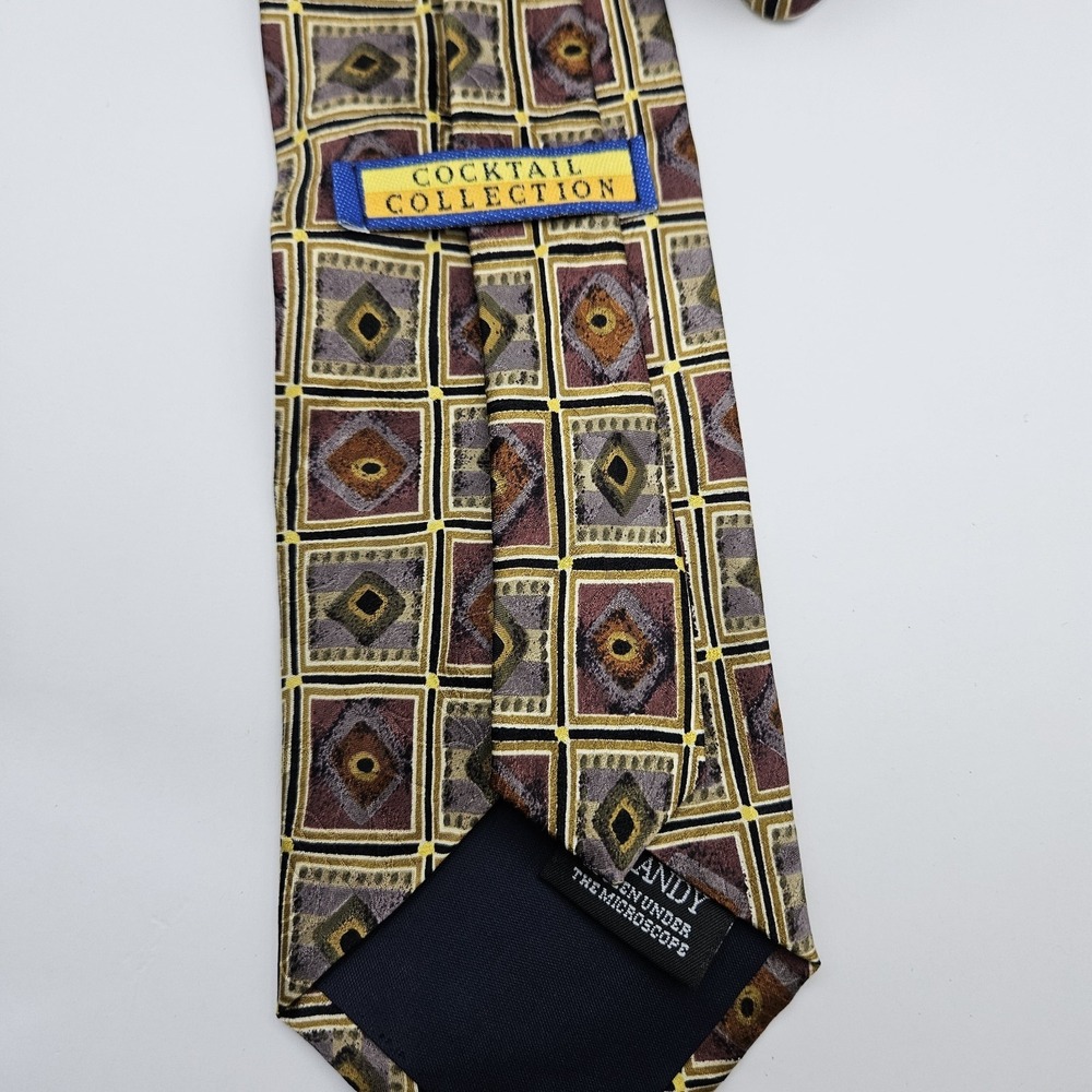 Cocktail Collection Silk Tie Necktie Brandy Geometric 100% Silk‎ Made in USA - Picture 2 of 5